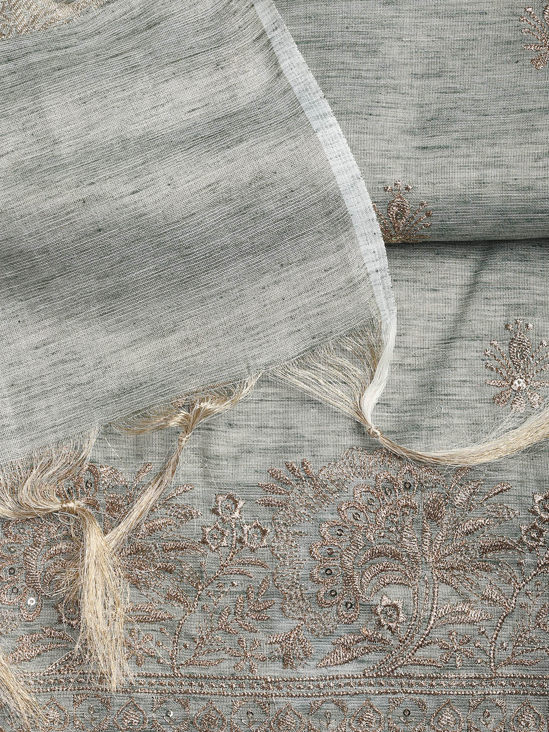 Embroidered Chanderi Unstitched Suit Piece With Dupatta