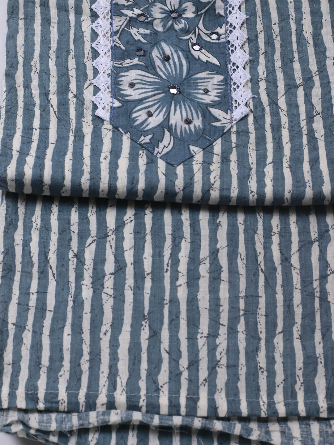 Printed Cotton Blend Unstitched Suit With Dupatta