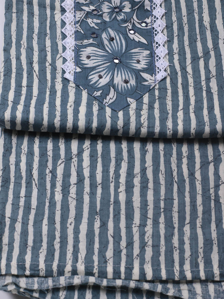 Printed Cotton Blend Unstitched Suit With Dupatta