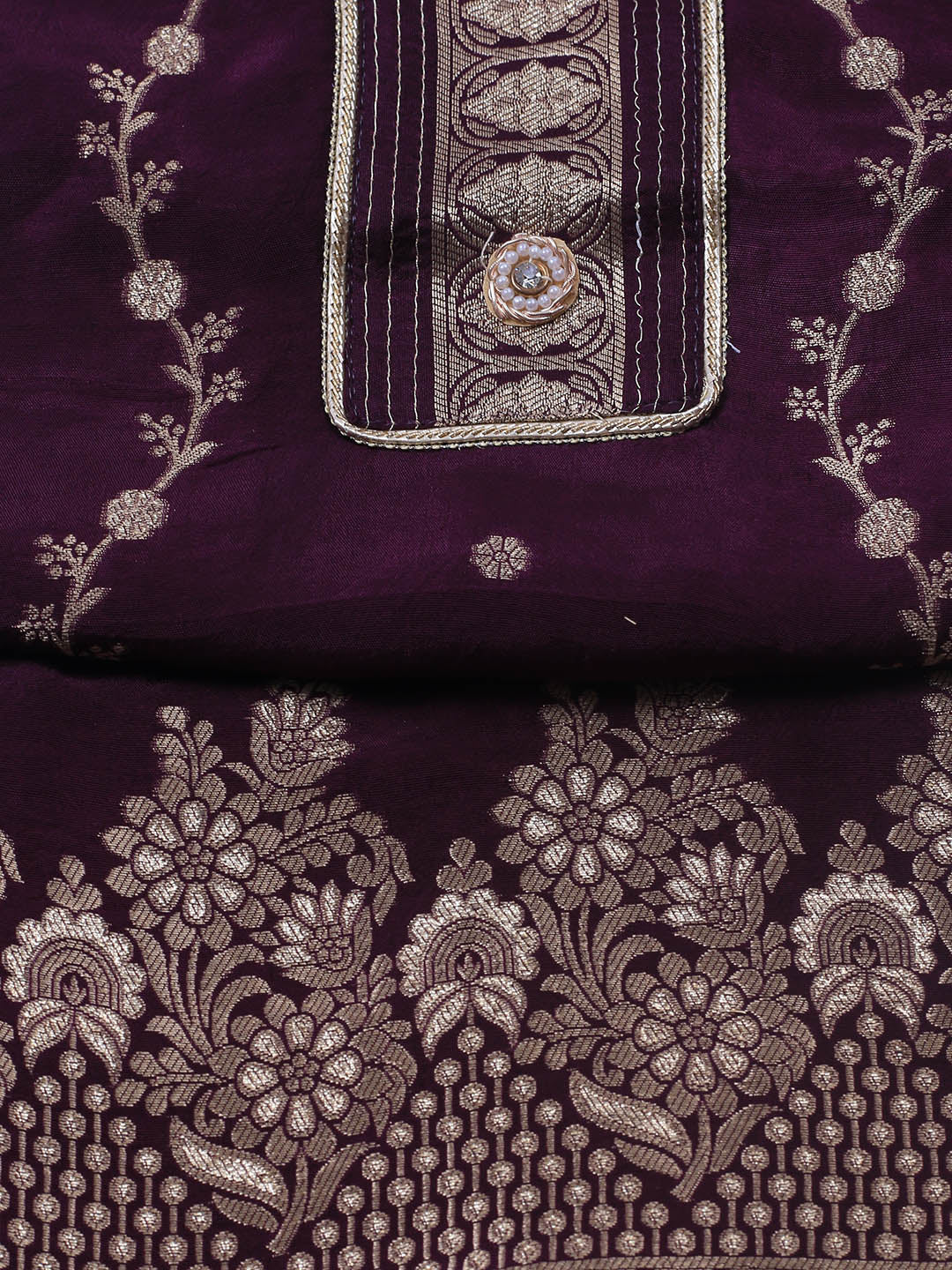 Embroidery Chanderi Unstitched Suit With Dupatta