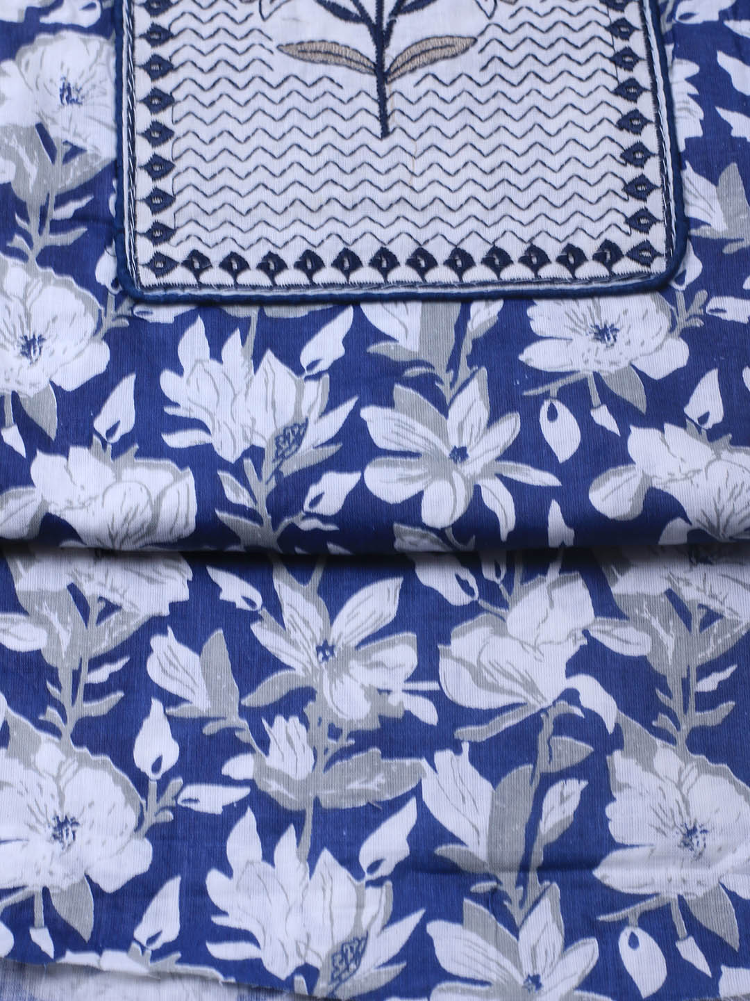 Printed Cotton Blend Unstitched Suit With Dupatta