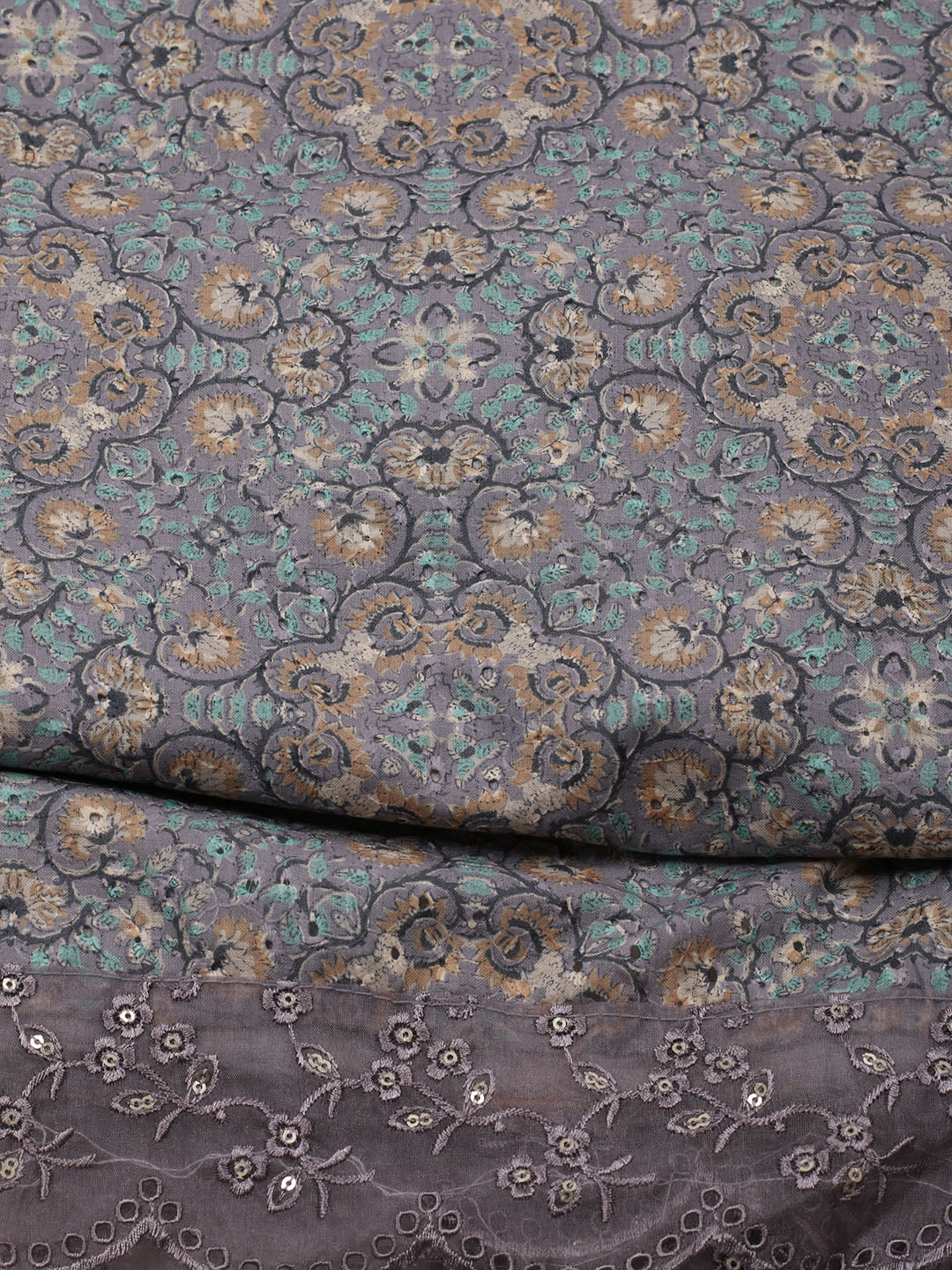 Printed Cotton Blend Unstitched Suit Piece With Dupatta