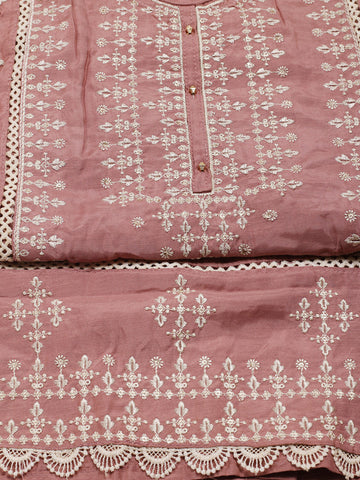 Neck Embroidered Muslin Unstitched Suit Piece With Dupatta