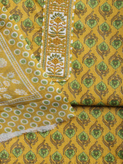 Printed Cotton Blend Unstitched Suit With Dupatta