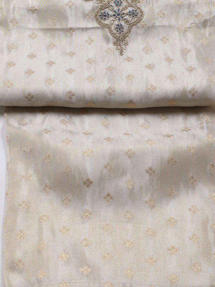 Neck Embroidered Tissue Unstitched Suit Piece With Dupatta