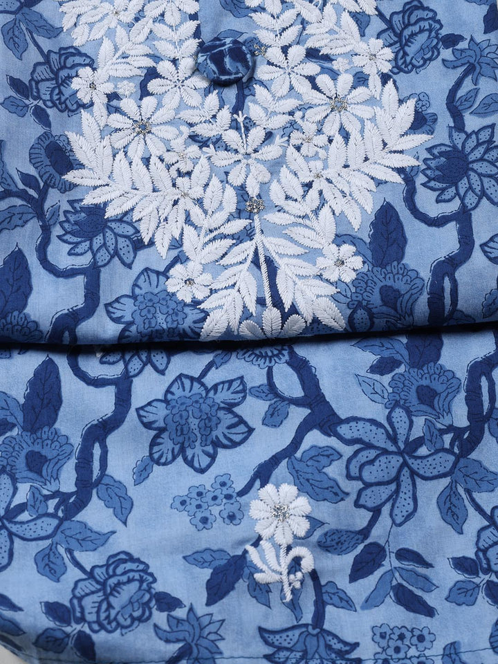 Printed Cotton Blend Unstitched Suit Piece With Dupatta