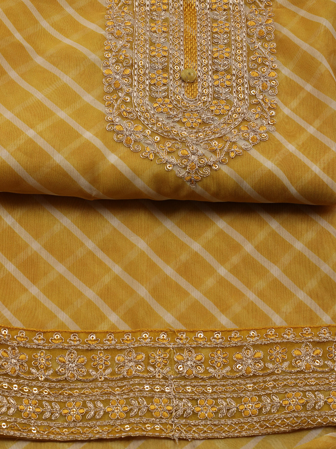 Neck Embroidered Organza Unstitched Suit With Dupatta