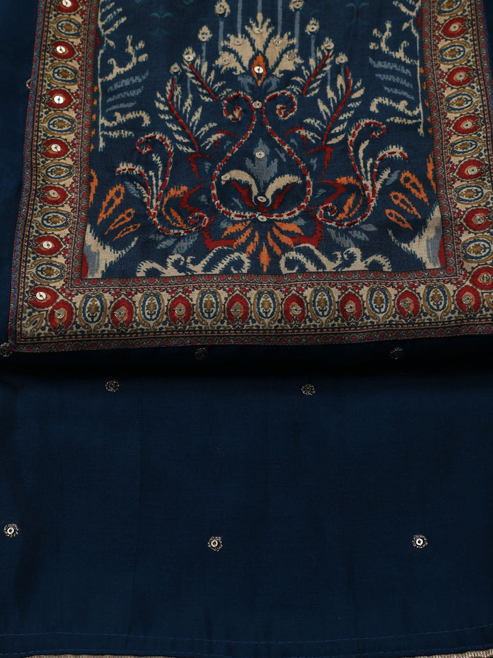 Printed Chanderi Unstitched Suit Piece With Dupatta