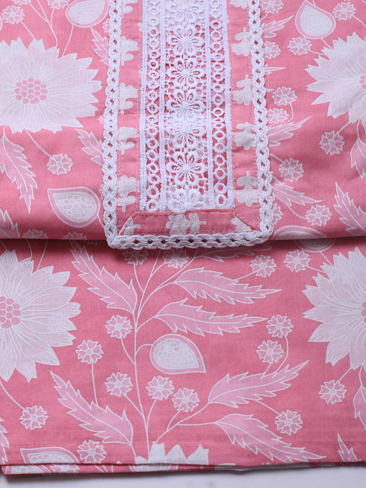 Printed Cotton Blend Unstitched Suit With Dupatta