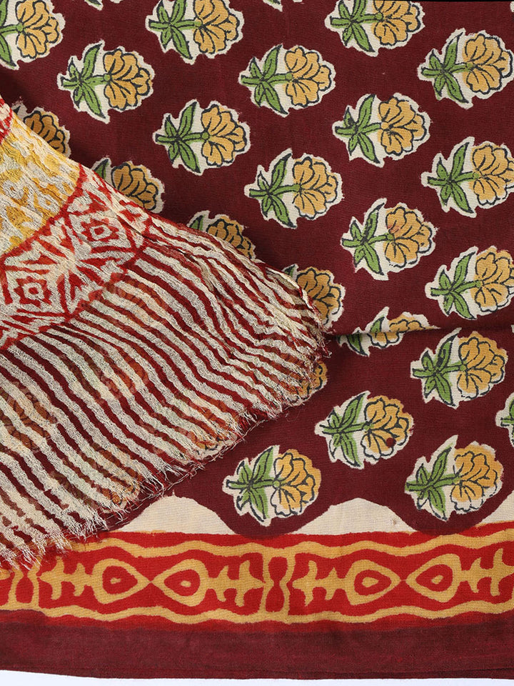 Printed Cotton Blend Unstitched Suit With Dupatta