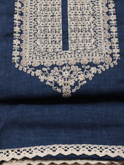 Neck Embroidered Chanderi Unstitched Suit With Dupatta