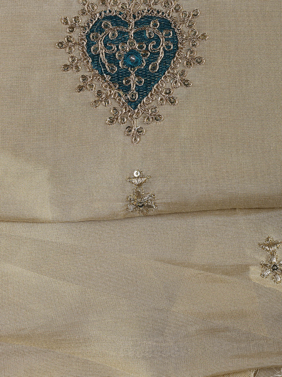 Neck Embroidery Chanderi Unstitched Suit With Dupatta