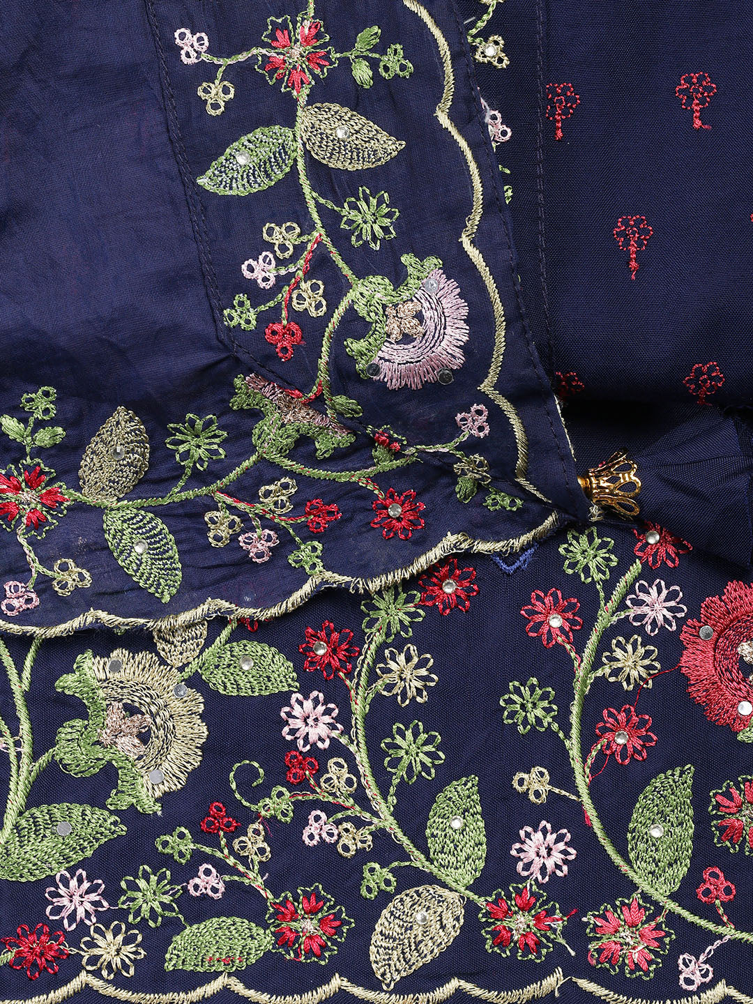 Neck Embroidered Cotton Blend Unstitched Suit With Dupatta