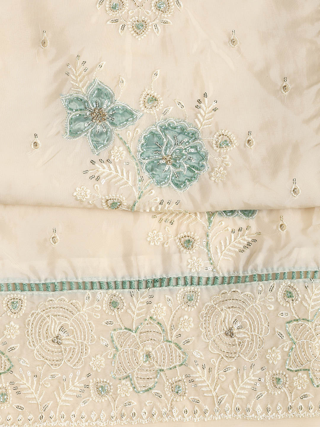 Embroidered Organza Unstitched Suit Piece With Dupatta