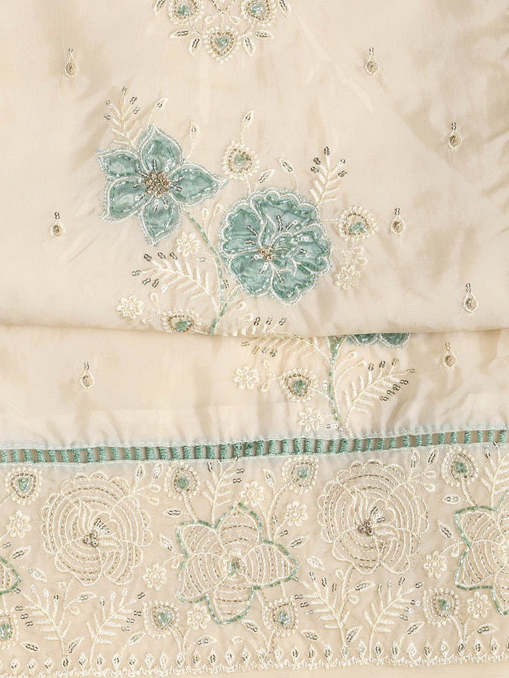 Embroidered Organza Unstitched Suit Piece With Dupatta