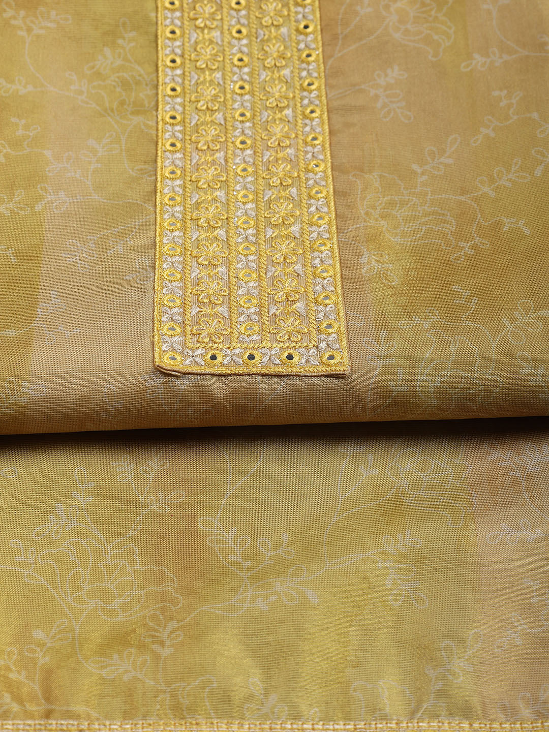 Neck Embroidered Tissue Unstitched Suit With Dupatta