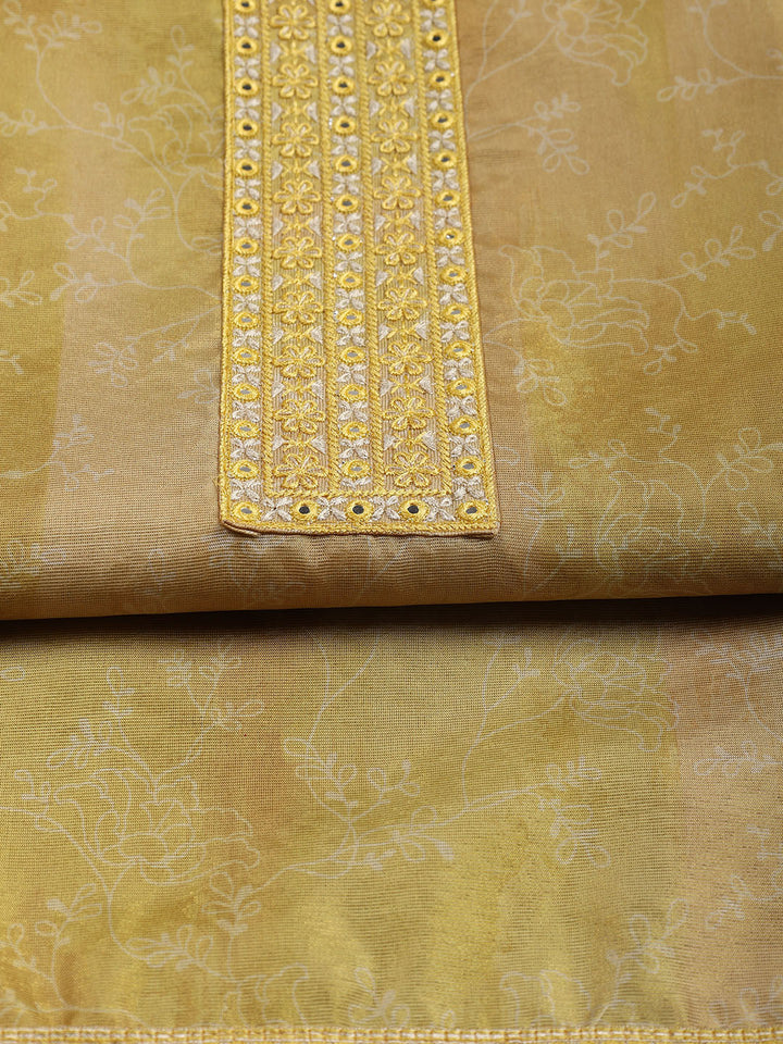Neck Embroidered Tissue Unstitched Suit With Dupatta