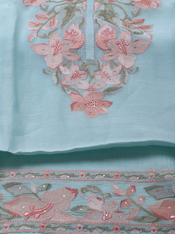 Embroidery Chanderi Unstitched Suit With Dupatta