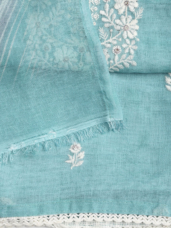 Embroidered Chanderi Unstitched Suit Piece With Dupatta