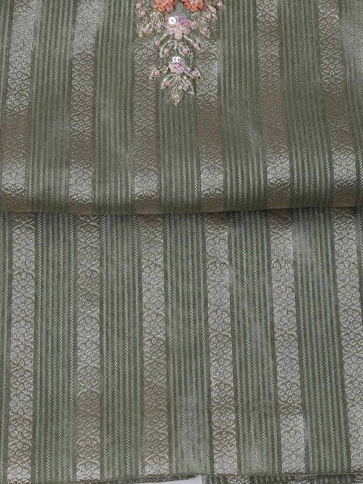 Neck Embroidered Tissue Unstitched Suit With Dupatta