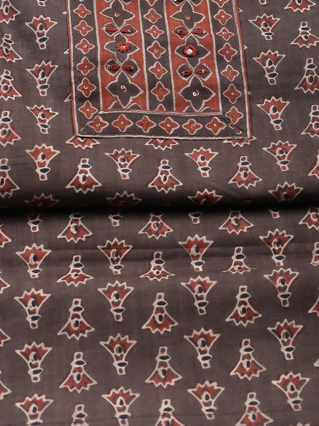 Printed Cotton Blend Unstitched Suit Piece With Dupatta