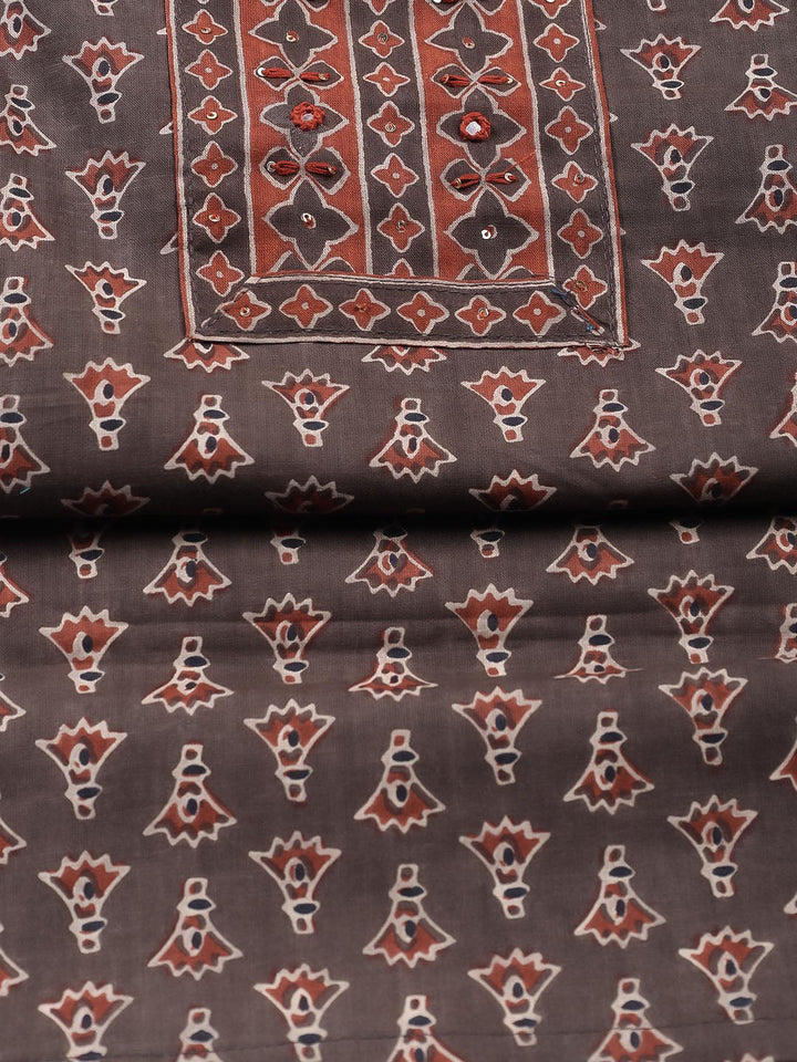 Printed Cotton Blend Unstitched Suit Piece With Dupatta