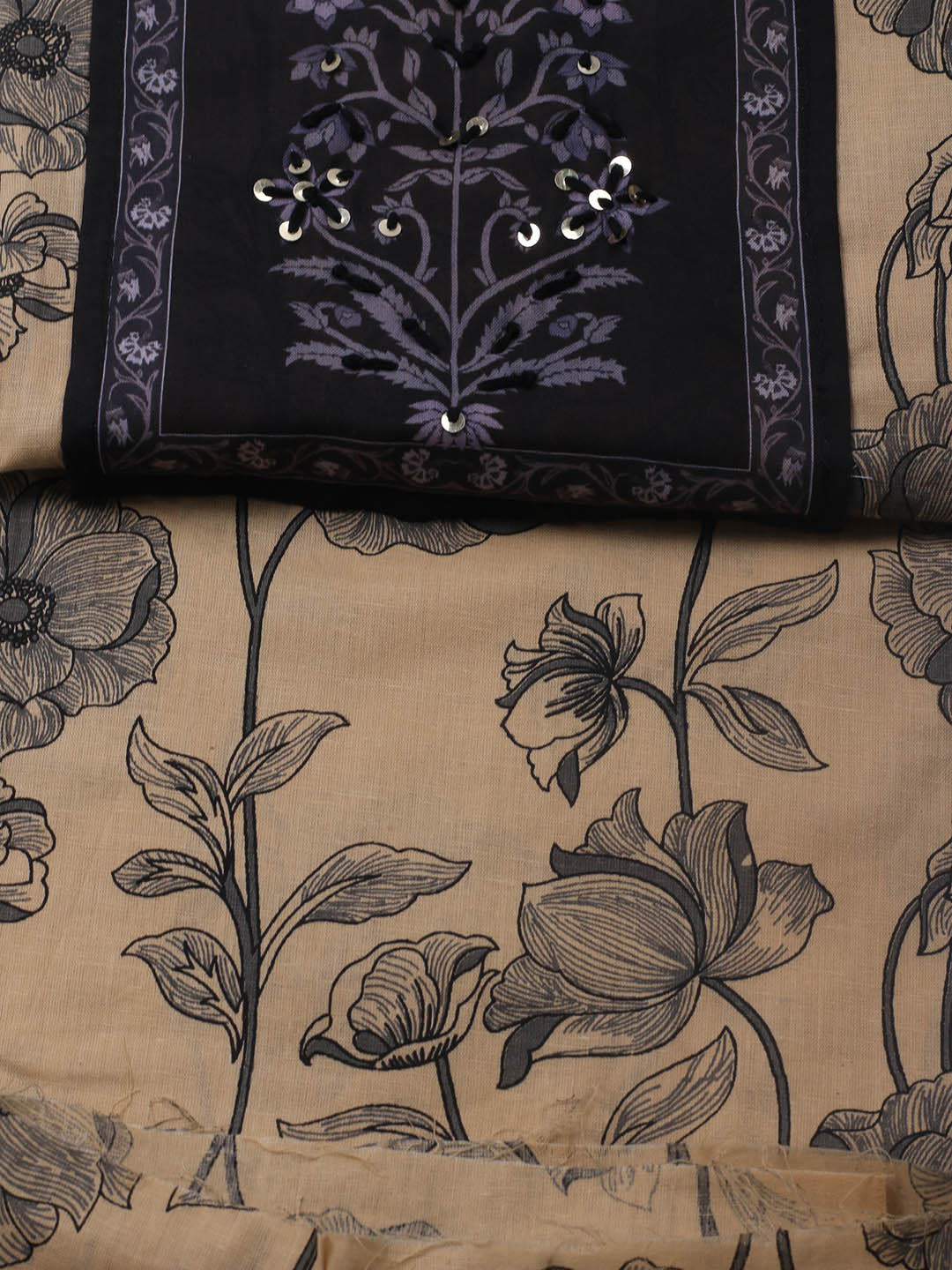 Printed Cotton Blend Unstitched Suit With Dupatta