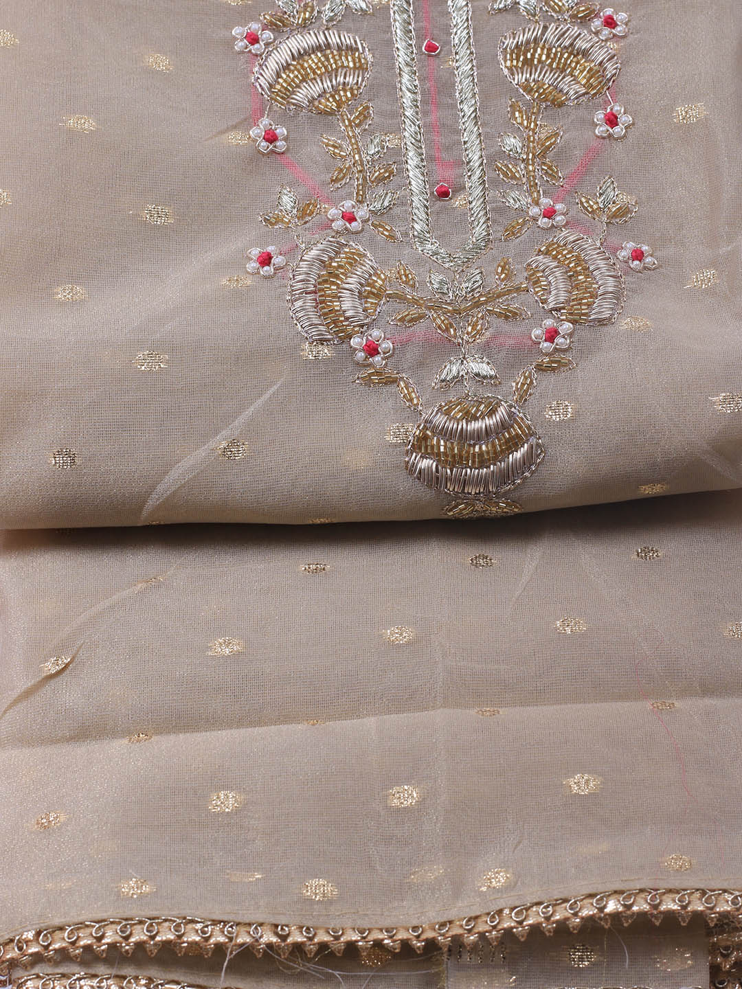 Neck Embroidery Tissue Unstitched Suit With Dupatta