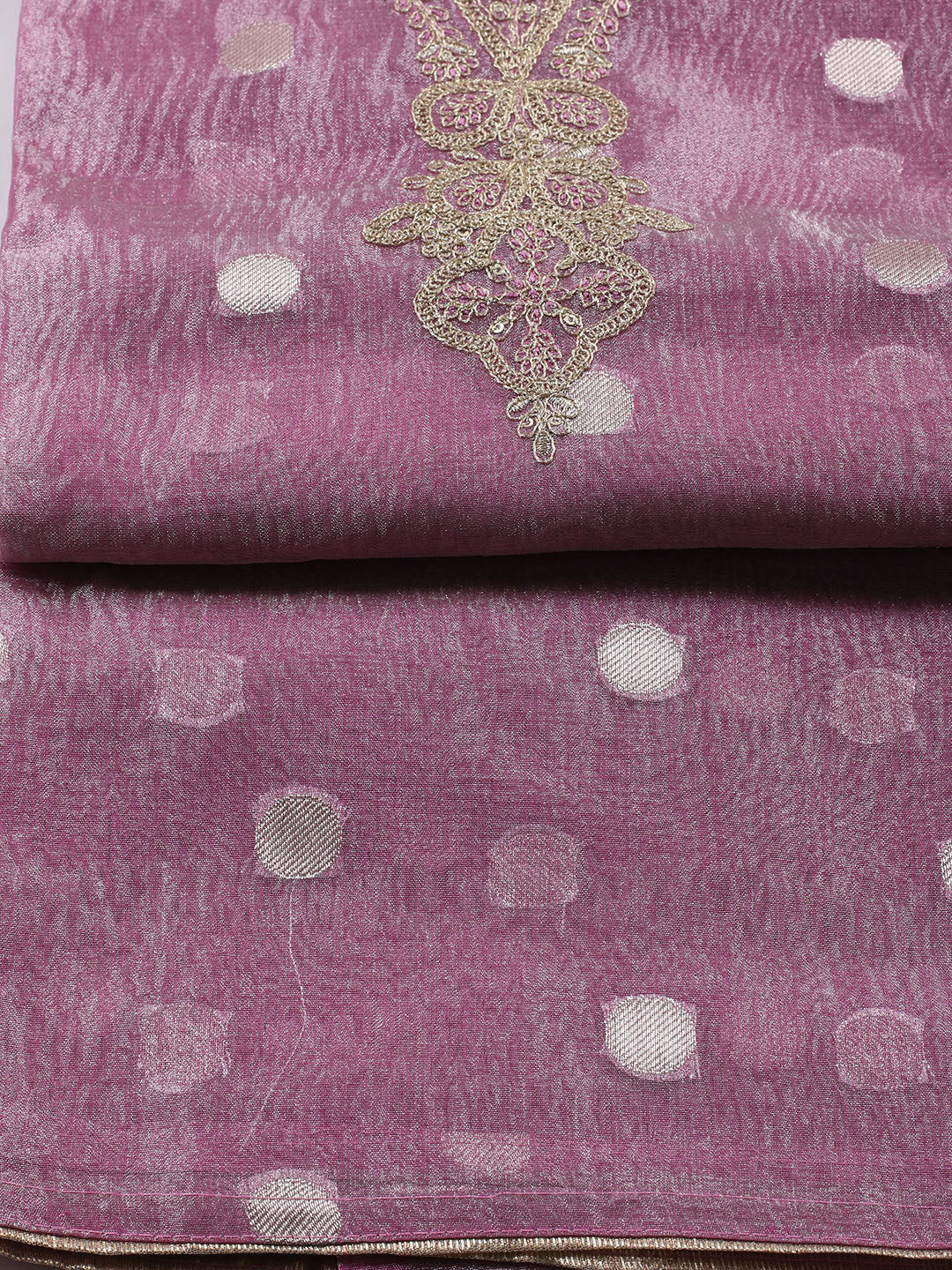 Neck Embroidered Tissue Unstitched Suit Piece With Dupatta