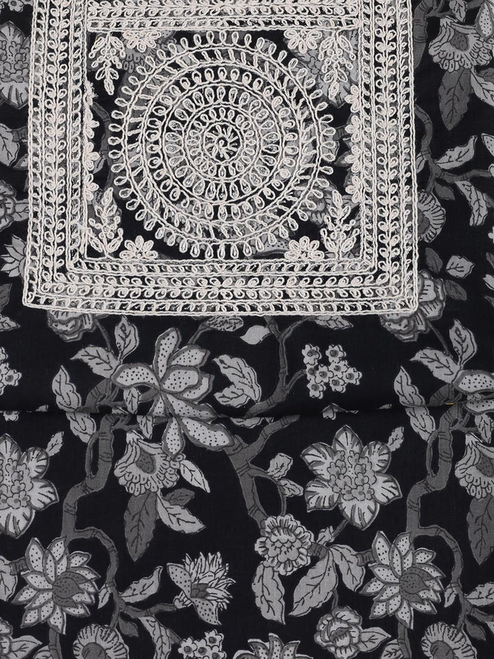 Embroidered Cotton Blend Unstitched Suit Piece With Dupatta