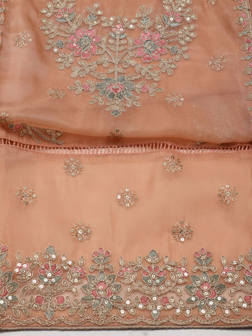 Neck Embroidery Organza Unstitched Suit Dupatta