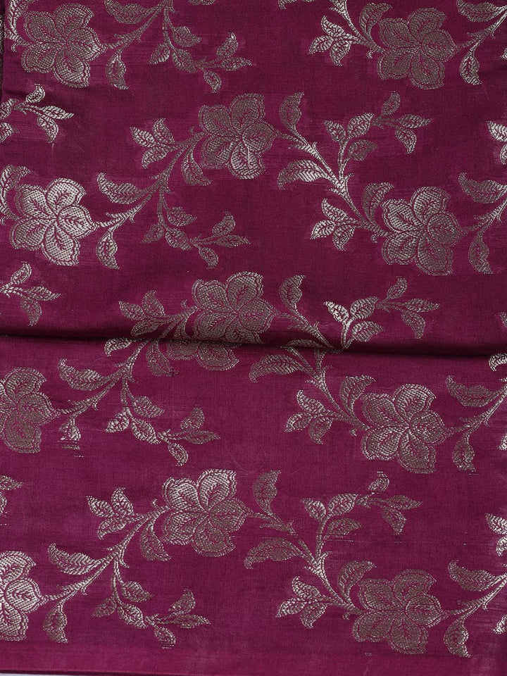 Floral Woven Chanderi Unstitched Suit With Dupatta