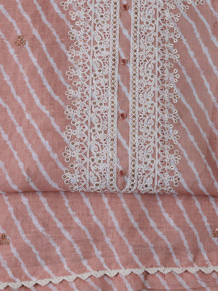 Floral Printed Linen Unstitched Suit With Dupatta