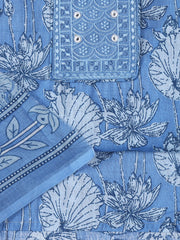 Neck Woek Cotton Blend Unstitched Suit With Dupatta