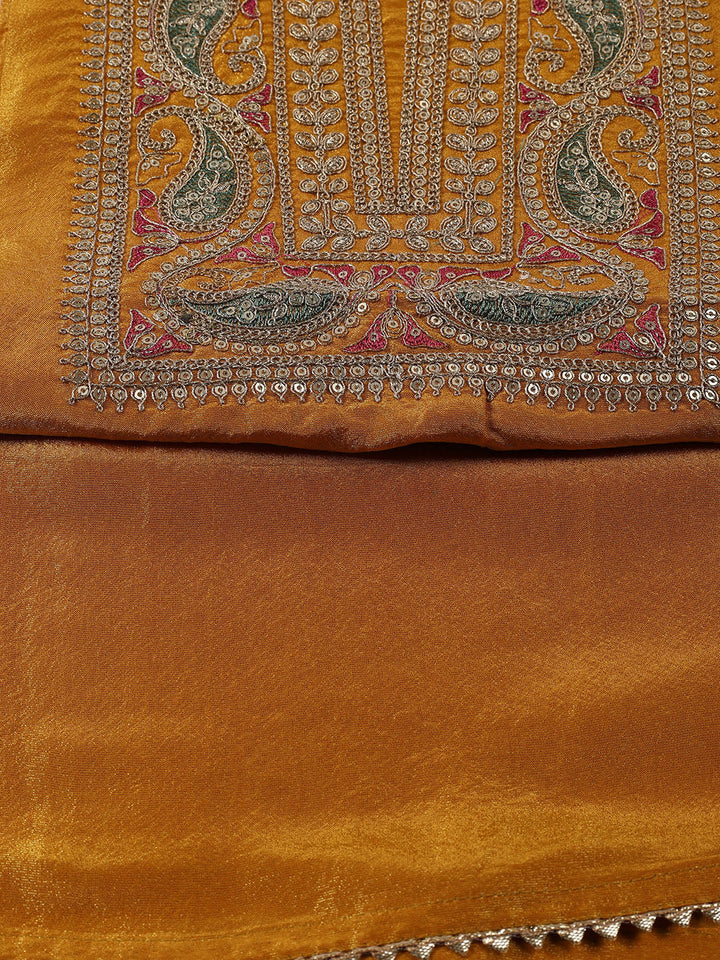 Neck Embroidered Tissue Unstitched Suit With Dupatta