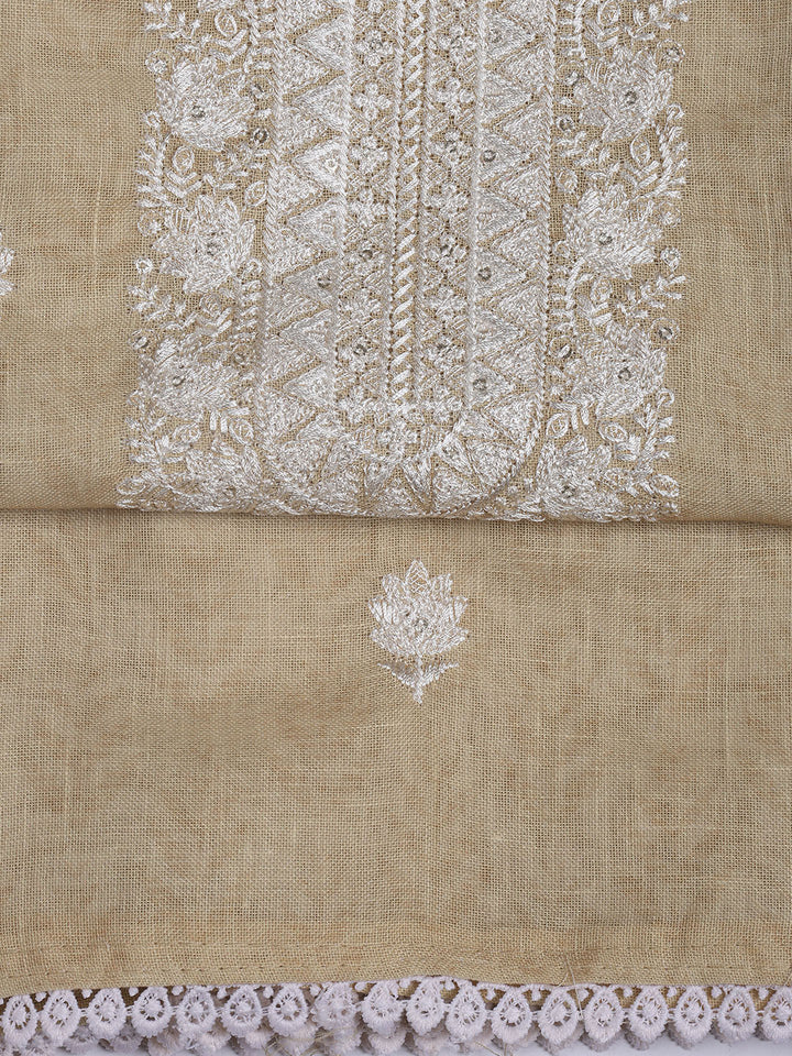 Printed Linen Unstitched Suit Piece With Dupatta