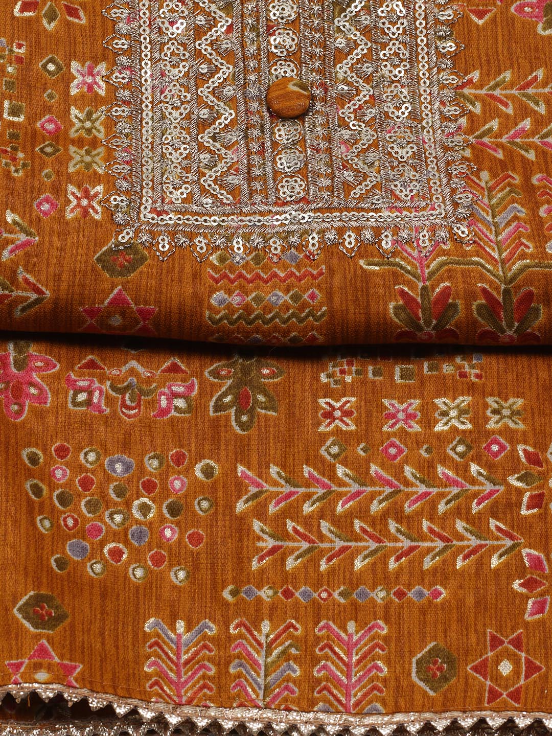 Embroidered Cotton Blend Unstitched Suit Piece With Dupatta