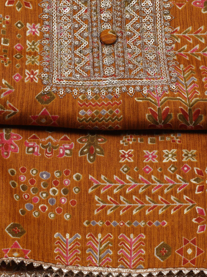 Embroidered Cotton Blend Unstitched Suit Piece With Dupatta