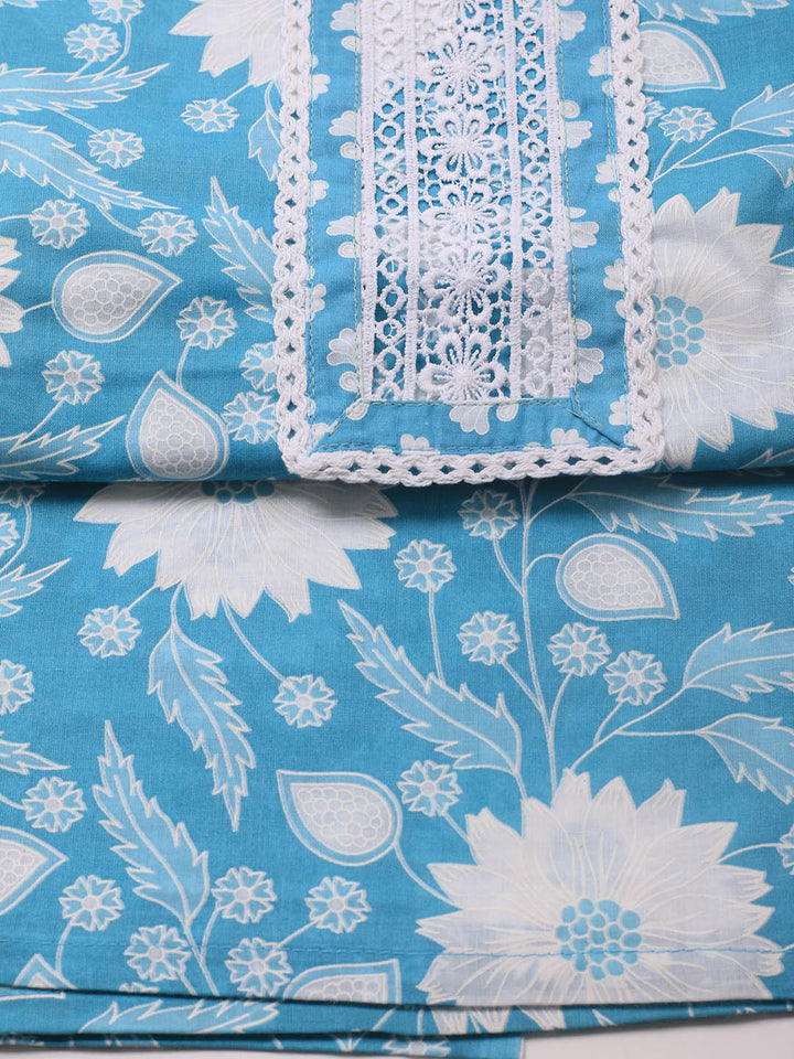 Printed Cotton Blend Unstitched Suit With Dupatta