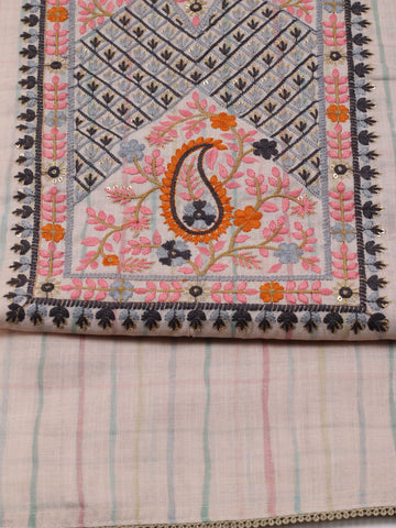 Kantha Print Chanderi Unstitched Suit With Dupatta