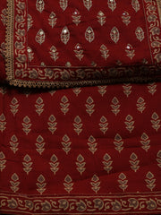Printed Cotton Blend Unstitched Suit With Dupatta