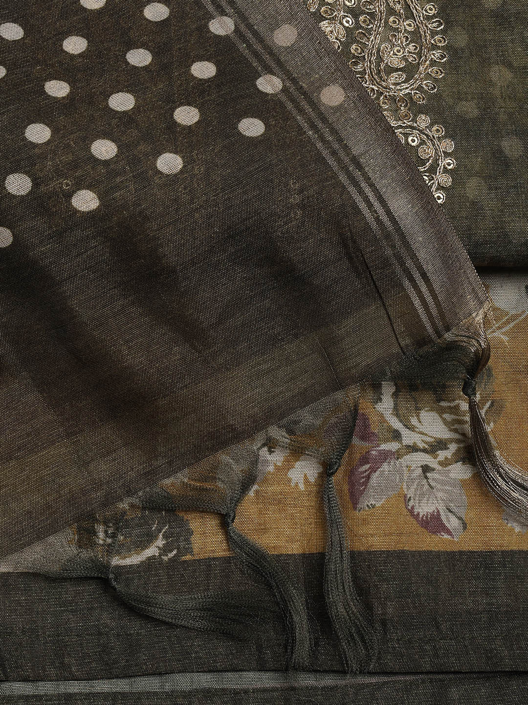 Embroidered Chanderi Unstitched Suit Piece With Dupatta