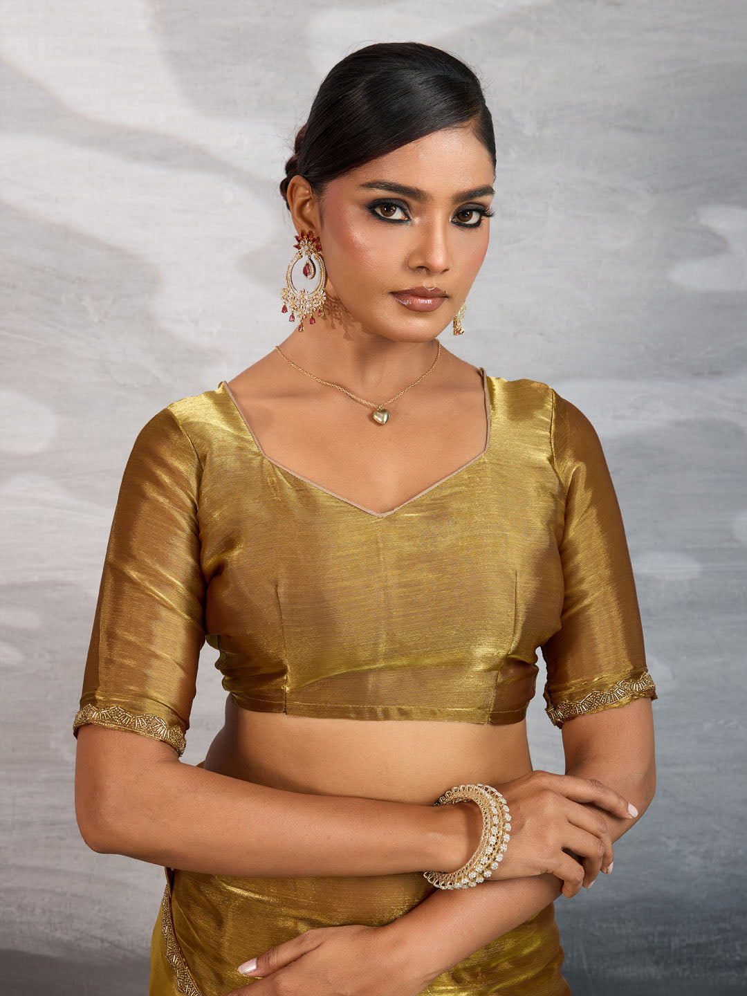 Embroidered Burberry Saree