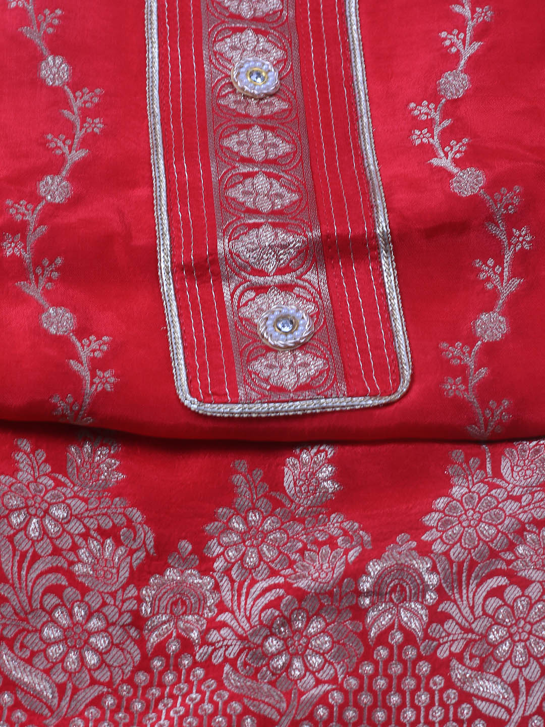Embroidery Chanderi Unstitched Suit With Dupatta