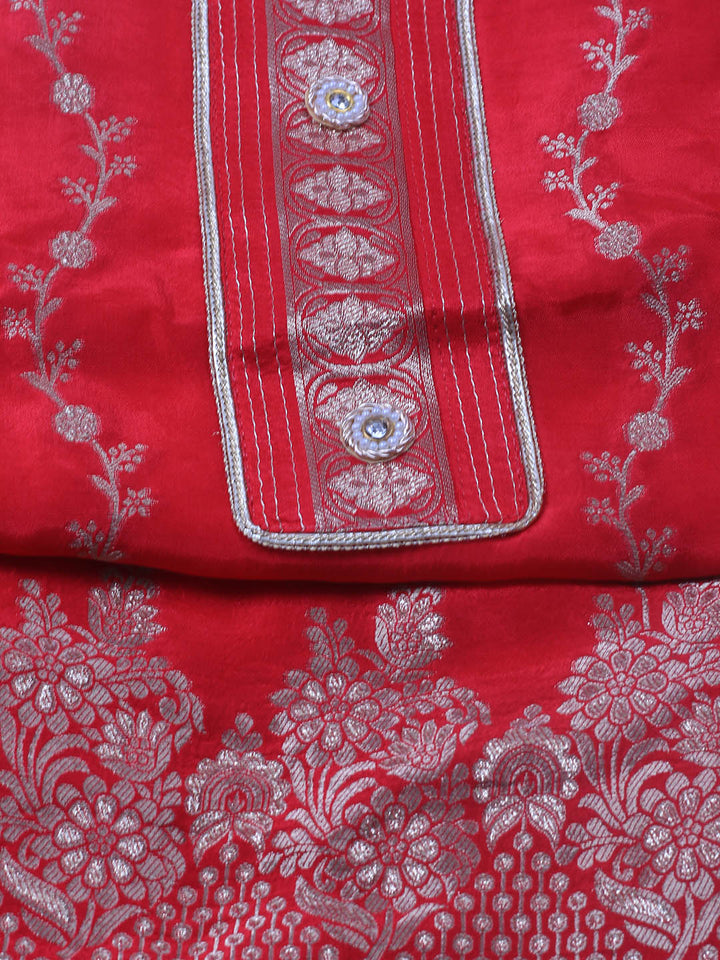 Embroidery Chanderi Unstitched Suit With Dupatta