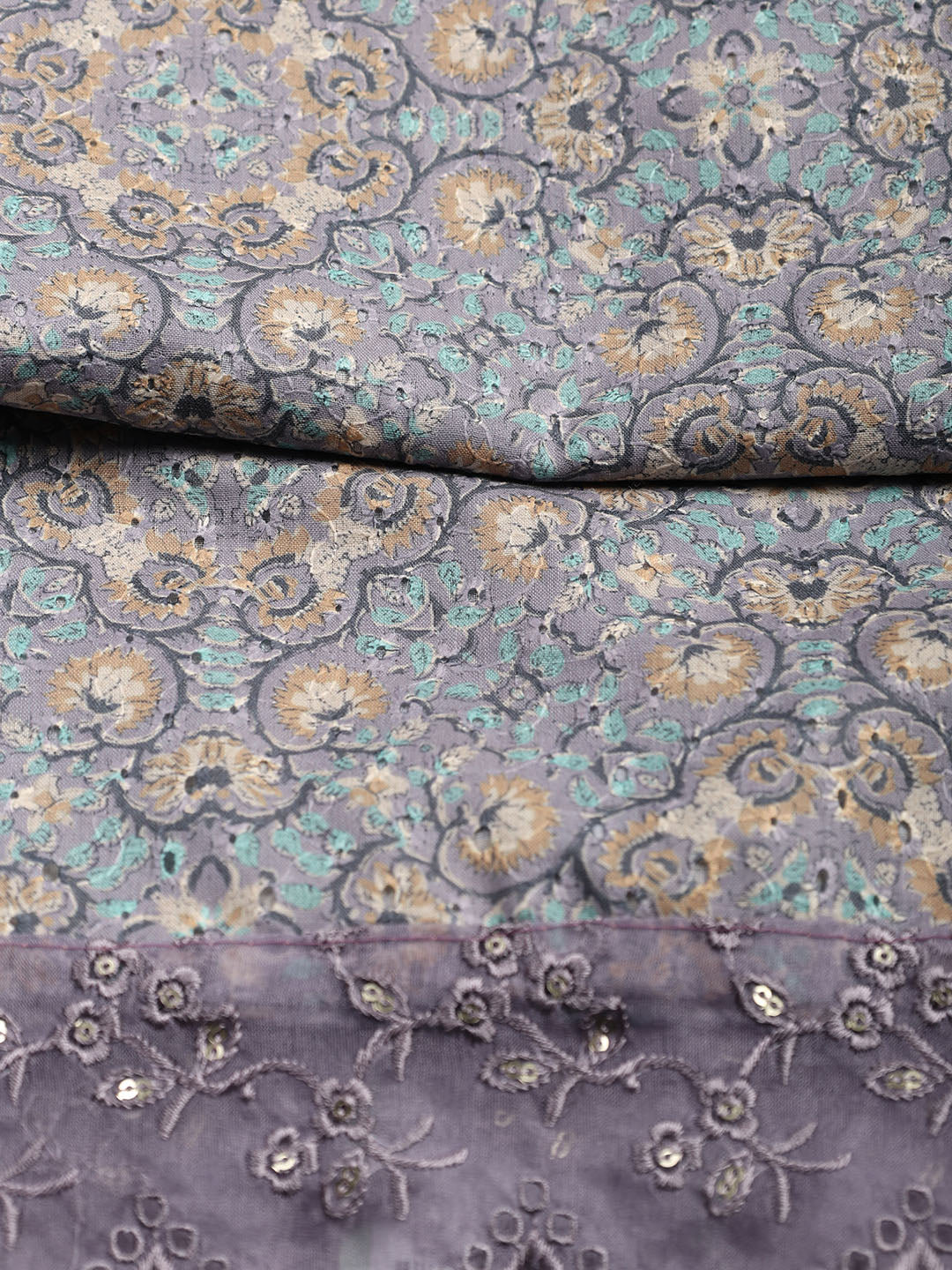Printed Cotton Blend Unstitched Suit Piece With Dupatta