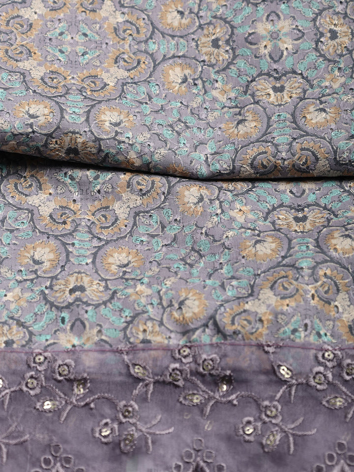 Printed Cotton Blend Unstitched Suit Piece With Dupatta