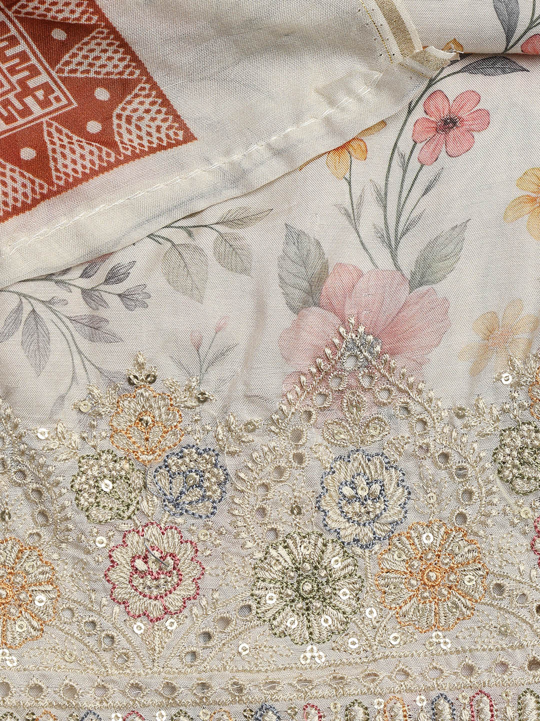 Printed Muslin Unstitched Suit With Dupatta