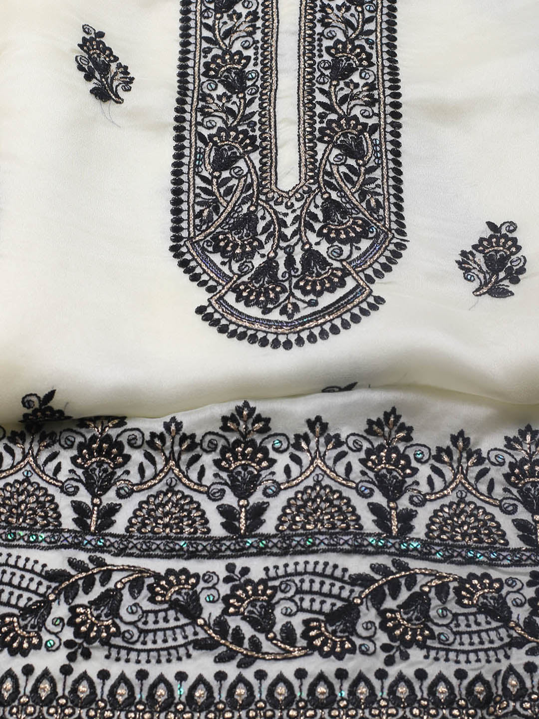 Neck Embroidery Organza Unstitched Suit Piece With Dupatta