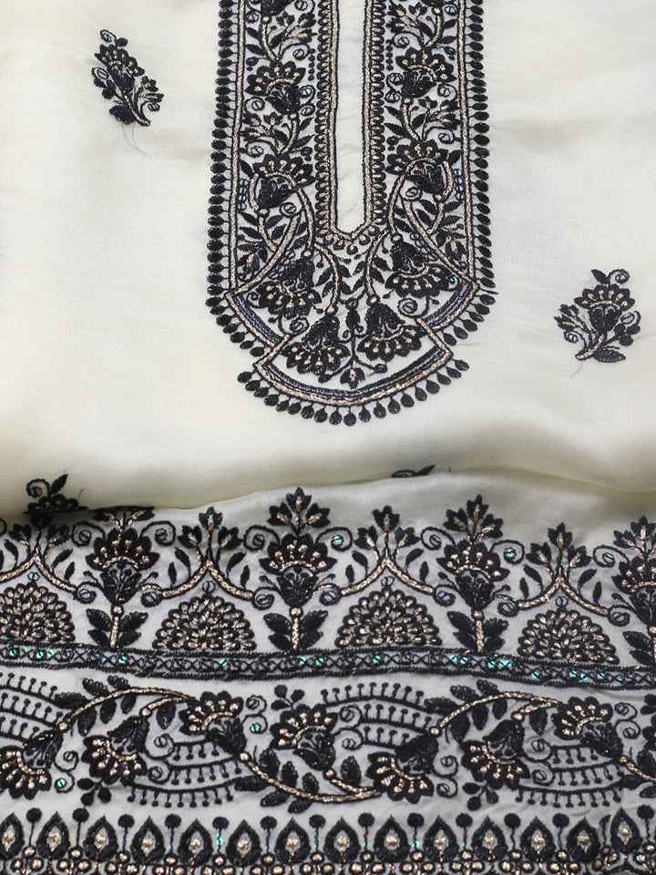 Neck Embroidery Organza Unstitched Suit Piece With Dupatta